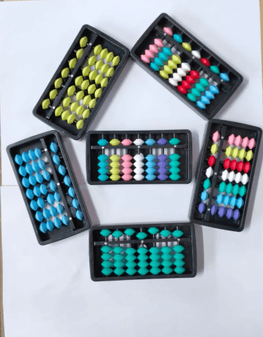 Close-up of an abacus tool used in our Shivamogga class